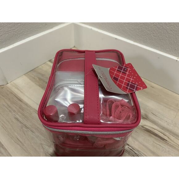 Pink/Clear Travel Cosmetic Bag Organizer 8 Piece Set New (9x6x7) - Picture 4 of 7
